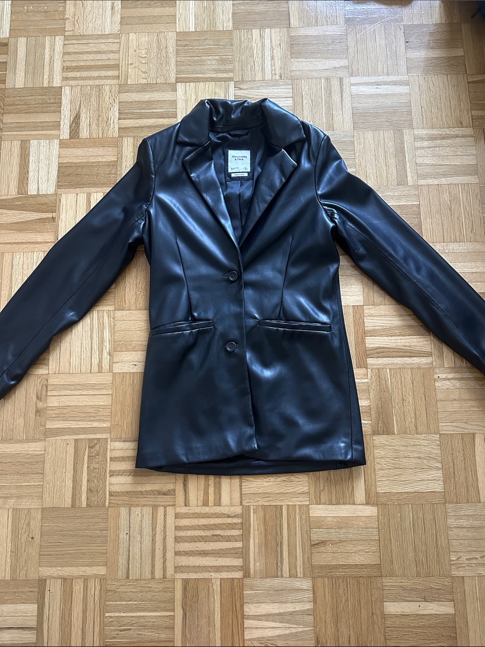 Abercrombie & Fitch Black Faux Leather Blazer